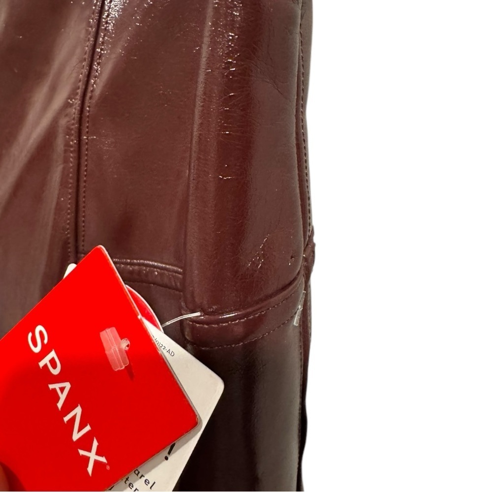 Spanx‎ Faux Patent Leather Leggings Large Burgundy Ruby - Picture 9 of 14